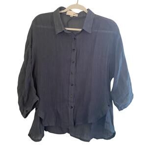 Fate by LFD 100% Linen Blouse Blue Womens Size Small